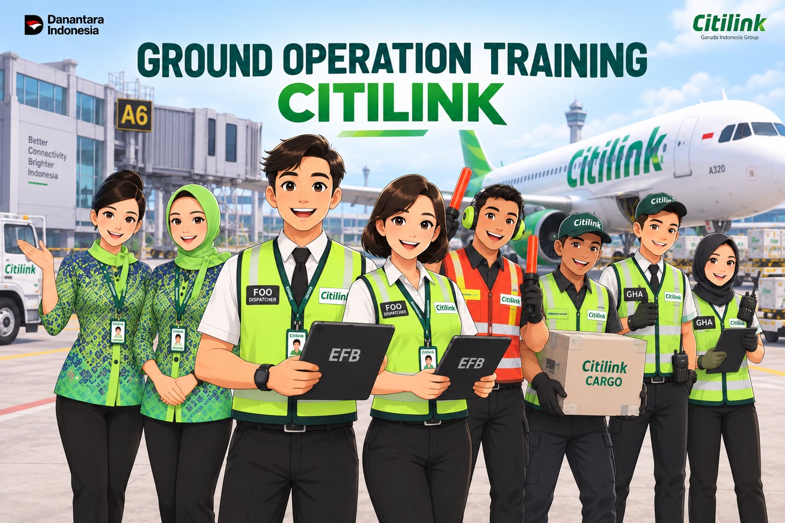 Citilink ground handling crew on the airport apron